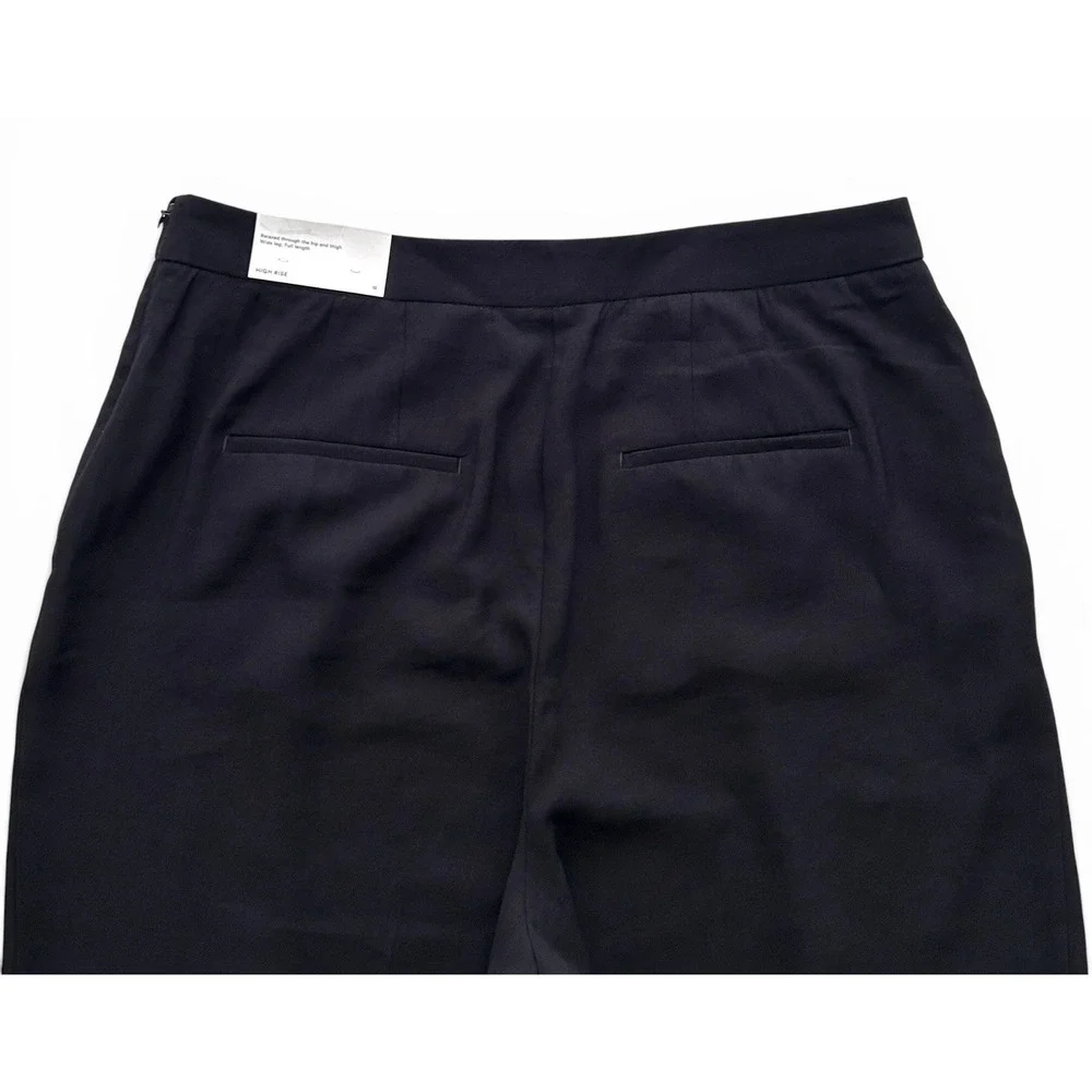 Ann Taylor Women's Size 12 Black High Rise Wide Leg Full Length Sailor Pants NWT